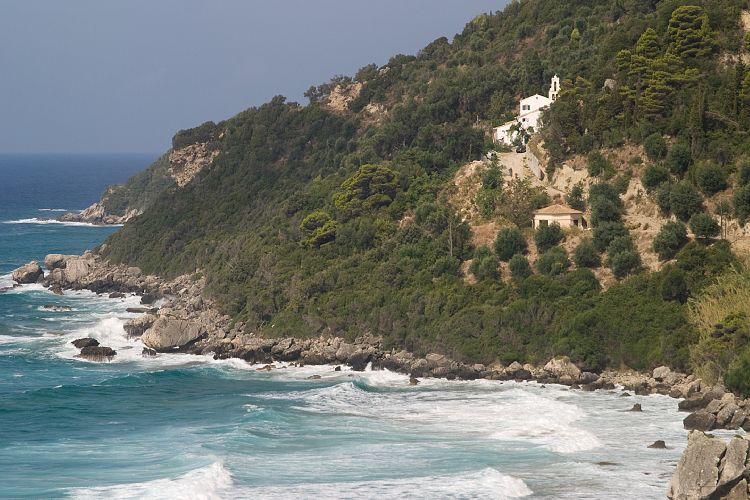 Mirtiotissa Strand und Kloster (Korfu - Sden)
