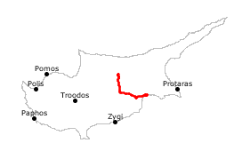 GPS-Track Larnaka-Nikosia