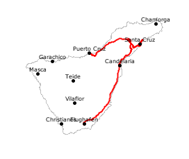 GPS-Track Santa Cruz, Candelaria und Flughafen