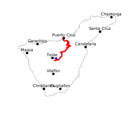 GPS-Track Fahrt in die Canadas und Wanderung auf den Teide
