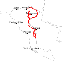 GPS-Track Rundfahrt Osten und Kerkira