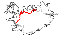 GPS-Track Von  Borgarnes in die Region Myvatn