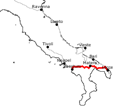 GPS-Track Fahrt von Paestum ber Matera nach Lecce