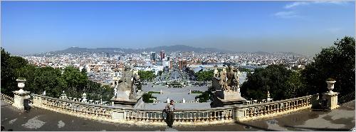 Panorama Blick vom Palau Nacional auf Barcelona